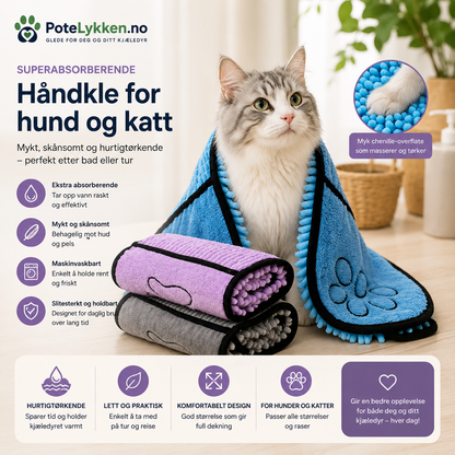 Mikrofiberhåndkle for Hund og Katt.